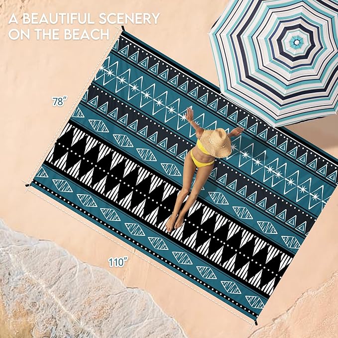 BYDOLL Beach Blanket 78''X81'' 4-7 Adults Oversized Lightweight Waterproof Sandproof Blanket for Beach Large Picnic Mat Travel Camping
