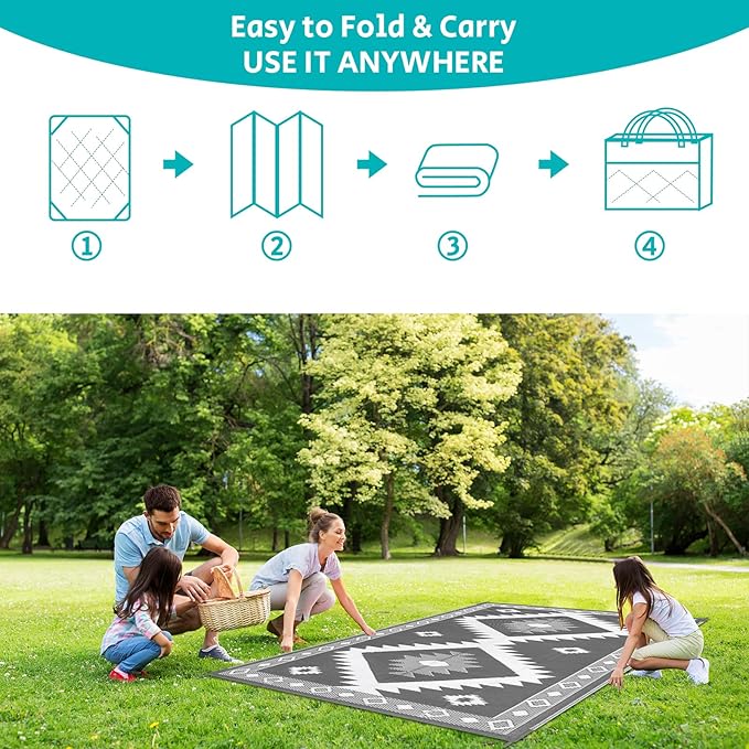 HEBE Outdoor Rug 6'x9' Waterproof for Patios Clearance, Reversible Plastic Straw Rug Camping Carpet, Indoor Outdoor Area Rugs Patio Mats for RV,Picnic,Backyard,Deck,Balcony,Porch