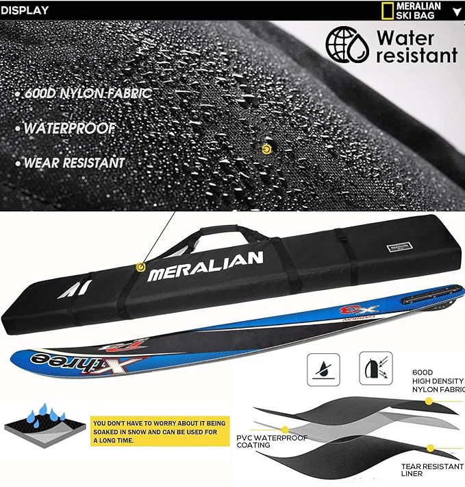 Padded Ski Bag,Waterproof Full Padded Single Ski Travel Bag with Adjustable Shoulder Strap.