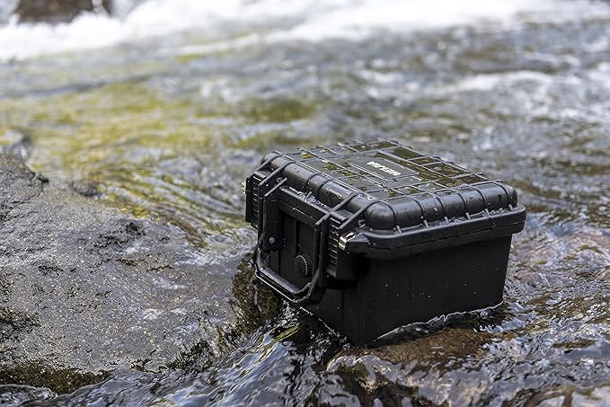 MEIJIA Portable All Weather Waterproof Camera Case With Foam,Fit Use of Drones,Camera,Equipments,Elegant Black,10.62 x9.68x6.87inches