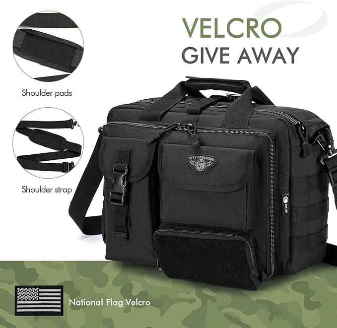 BAGZY Tactical Messenger Bag for Men Multifunctional Tactical Briefcase, Men's Military Laptop Bag 14/15.6/17.3 Inch Professional Work Bag for Business Teacher Office Travel