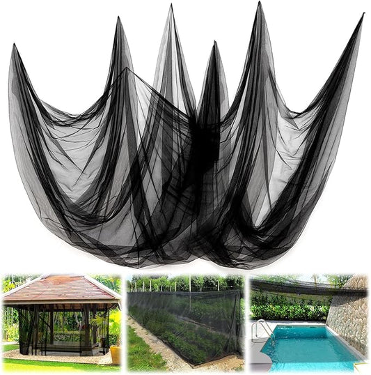 Mosquito Net for Patio - 10Ft x 40Ft for Each Garden Mesh Screen Barrier, Super Dense Patio Netting for Balcony Porch Protecting Your Skin Plants Vegetables DIY (Black)