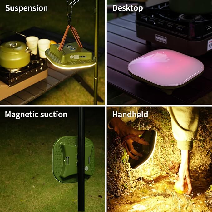 Camping Lantern Rechargeable,LED Smart Light Bluetooth Control by Tuya APP,Music Sync RGB LED Camping Lights,16500mAh Outdoor Light with Magnet Base,16 Million DIY Colors Tent Lights ly01