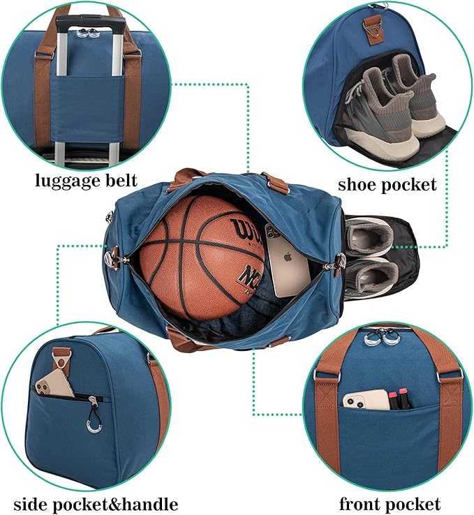 Kuston Sports Gym Bag with Shoe Compartment&Wet Pocket,Travel Duffel bag,Weekend Bag,Workout Bag Suitable for Men and Women