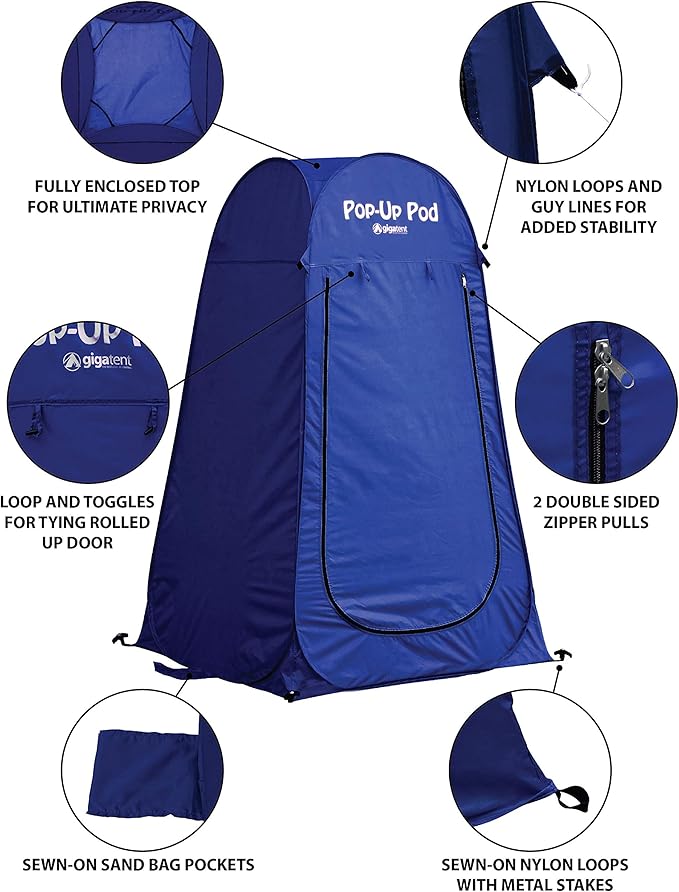 GigaTent Pop Up Pod Changing Room Privacy Tent – Instant Portable Outdoor Shower Tent, Camp Toilet, Rain Shelter for Camping & Beach – Lightweight & Sturdy, Easy Set Up, Foldable