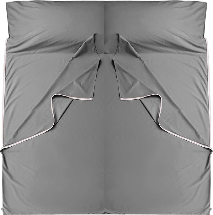 Brand - GANNAFEE Cotton Sleeping Bag Liner with Zipper - 100% Cotton Travel Sheet Sleep Sack Adult - Travel Sleeping Bag for Hotels Camping Hiking