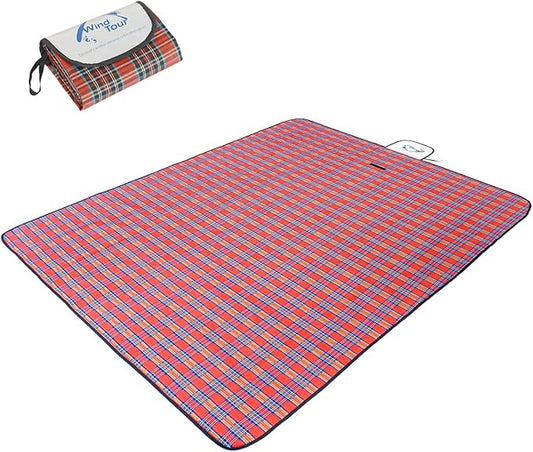 Wind Tour Family Outdoor Waterproof Durable Picnic Blankets with Carry Strap,Foldable 50×70.9 inch Sandproof Picnic Floor Mat for Kids Playground Camping Park Hiking Grass Travelling (1, Red)