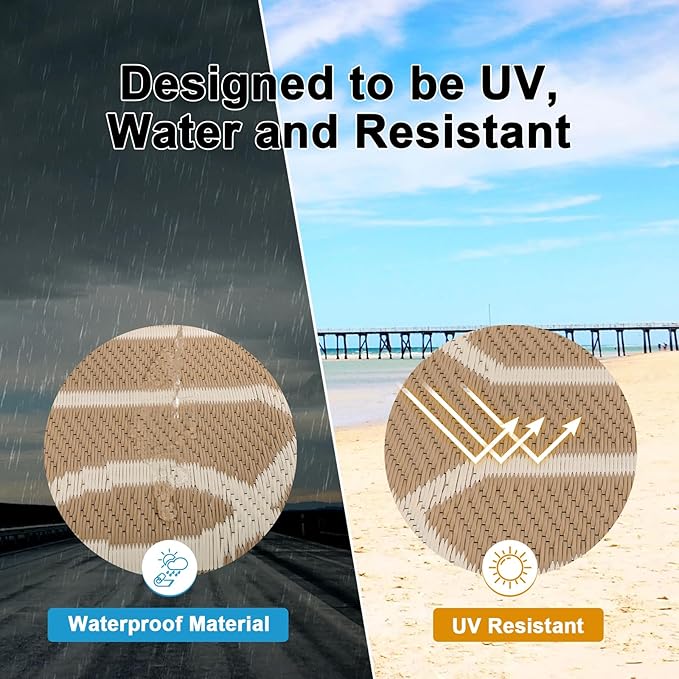 HEBE Outdoor Rug 8'x10' for Patios Waterproof Clearance Reversible Patio Mat Plastic Straw Rug RV Camping Mat Outside Area Rug Carpet for Camping RV,Porch,Deck,Balcony,Camper,Backyard