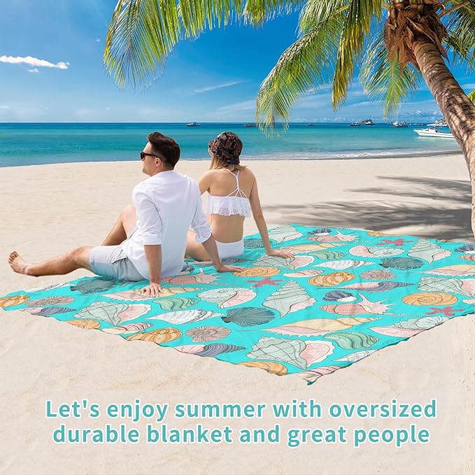 BYDOLL Beach Blanket Waterproof Sandproof 78''×110'' Suits1-7 Adults Compact Lightweight Oversized Sand-Free Blanket Large Picnic Mat for Beach Travel Camping Hiking