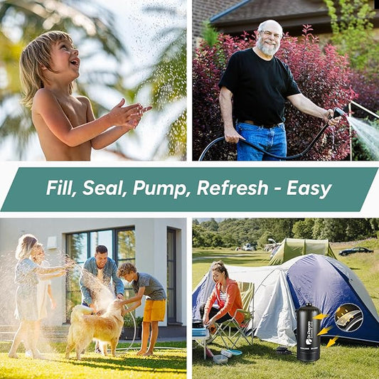 DR.PREPARE Camping Shower, 5 Gallons/20L Portable Shower with Foot Pump, Large Water Inlet, Outdoor Camp Shower Bag for Camping, Beach, Hiking, Climbing