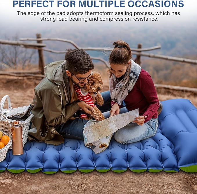 Camping Sleeping Pad, Ultralight Inflatable Sleeping Mat with Built-in Foot Pump & Pillow, Compact Air Mattress for Camping, Backpacking, Hiking, Tent