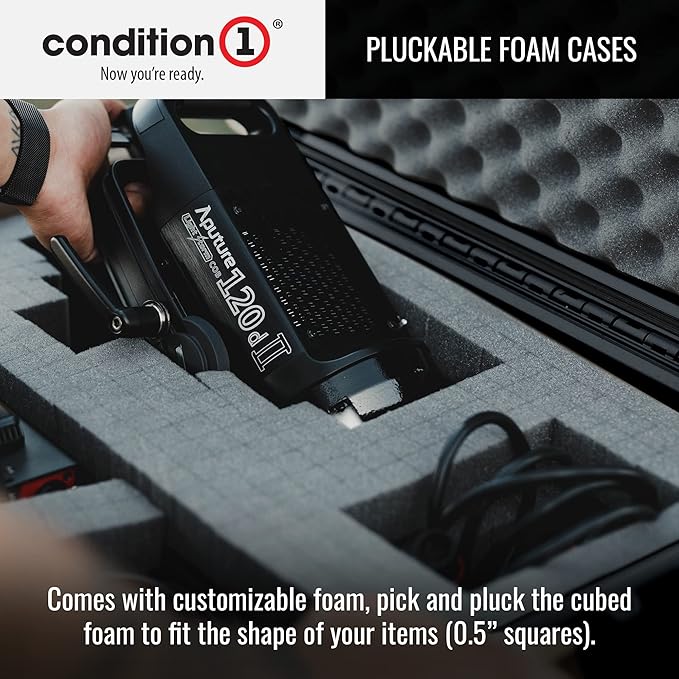 Condition 1 25" Large Rolling Hard Travel Case Model 287 Lockable Storage Box, Waterproof Dustproof Protective Luggage with Handle, Made in USA, 24.53"x19.55"x10.95" Black