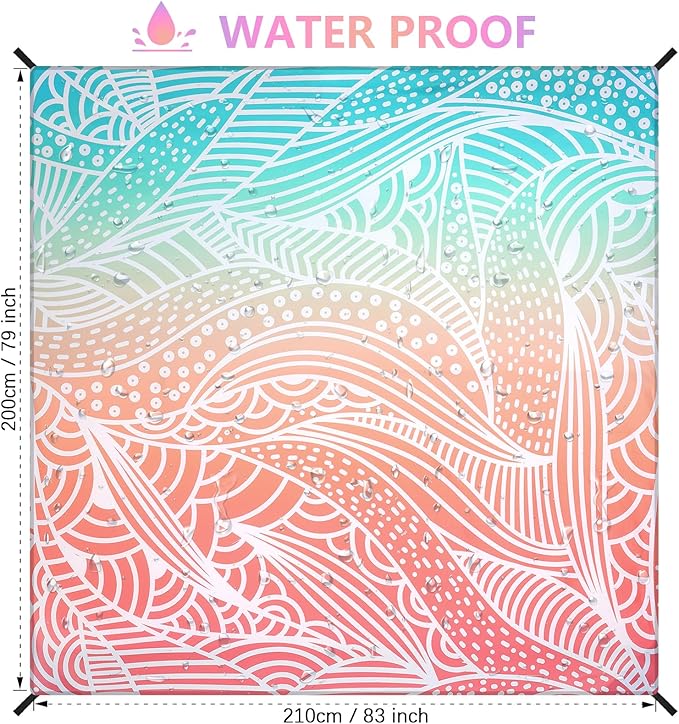 Beach Blanket Waterproof Sandproof Beach Mat 79" X 83" /10'x9'for 2-8 Adults Quick Drying Outdoor Picnic Mat Beach Accessories for Travel, Camping, Hiking