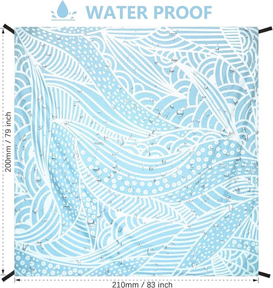 Beach Blanket Waterproof Sandproof Extra Large Beach Mat 79" X 83"/120"x108"for 1-8 Adults Quick Drying Durable Outdoor Picnic Mat for Beach Travel Camping Hiking