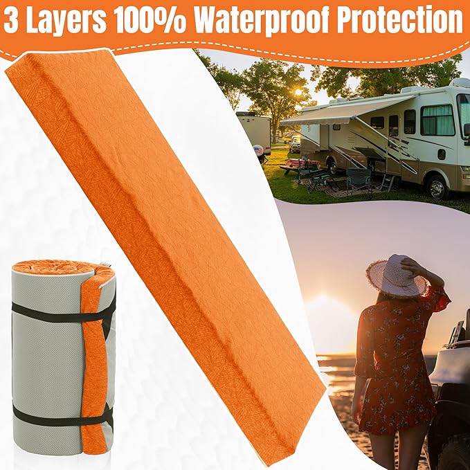 HOMBYS 3 Inch Thick Memory Foam Camping Mattress for Outdoor Sleeping, Roll Up Porable Camping Pad Mat with Knitted Cover for Travel Truck Bed Tent