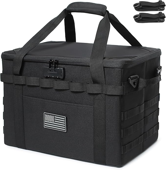 Tactical Camping Storage Bag - 38L Utility Tote Bag Organizer with Combination Lock and Shoulder Strap