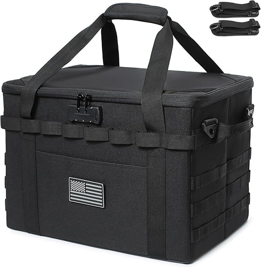 Tactical Camping Storage Bag - 38L Utility Tote Bag Organizer with Combination Lock and Shoulder Strap