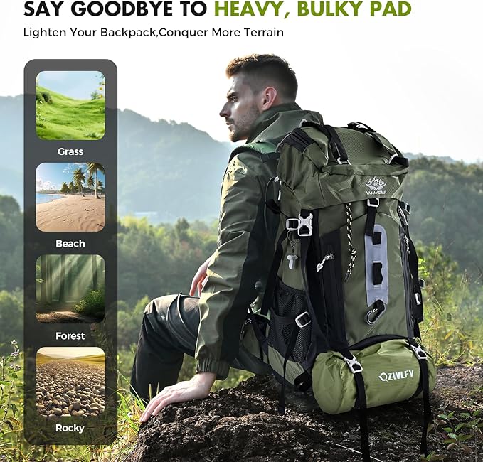 Camping Sleeping Pad,Double Sleeping Pad for Camping-Self Inflating 4" Extra-Thick for 2 Person with Pillow Built-in Foot Pump Inflatable Sleeping Mat for Backpacking,Hiking,Traveling,Tent