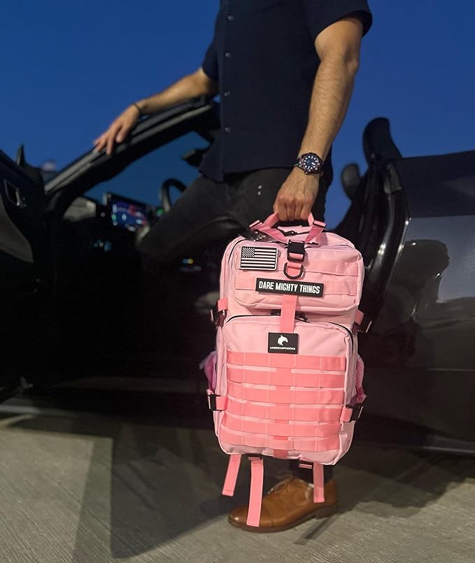 45L Elite Tactical Backpack | 3X Stronger Work & Military Backpack | Water Resistant and Heavy Duty | 3 Day MOLLE Bug Out Bag (Rose Pink)