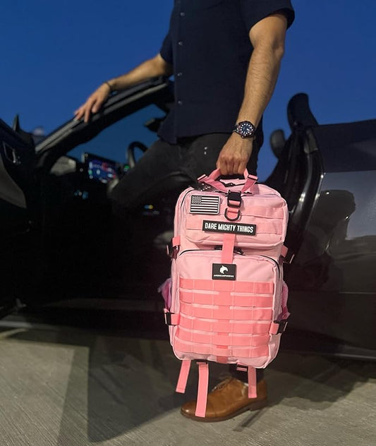 45L Elite Tactical Backpack | 3X Stronger Work & Military Backpack | Water Resistant and Heavy Duty | 3 Day MOLLE Bug Out Bag (Rose Pink)