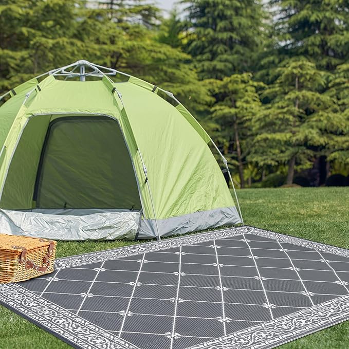 HiiARug Outdoor Rugs 8'x10' for Patios Waterproof RV Mats Camping Rug Outdoor Area Rug Lightweight Portable Outdoor Plastic Straw Rug for Patio, RV, Camping, Balcony, Beach