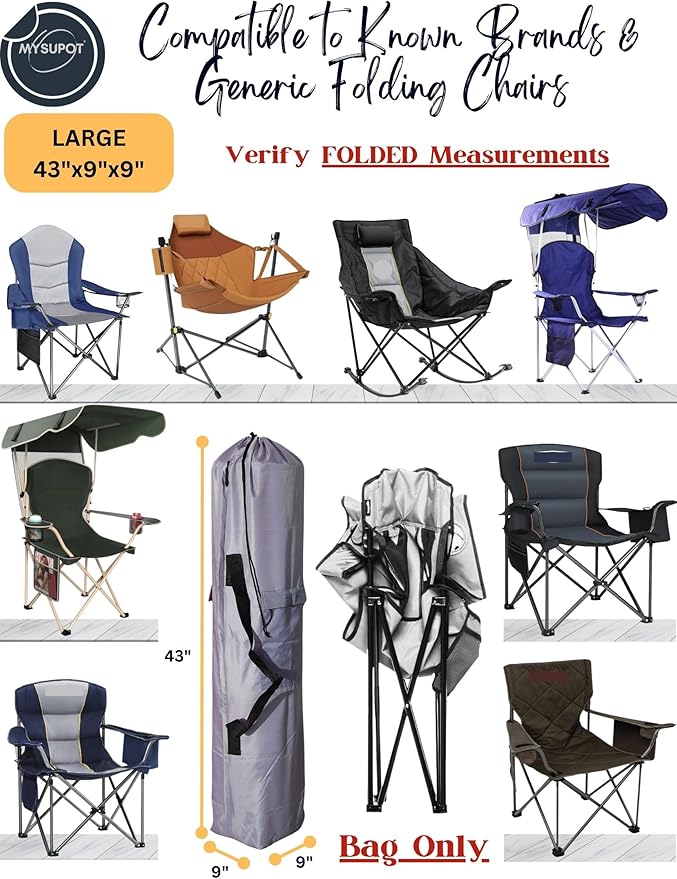 Replacement Bag for Folding Camping Chair, Portable Camp Chair, Hammock, Yoga Mat, Umbrella, Tents, Tripods, Fishing Poles - 420D Oxford Polyester Fabric