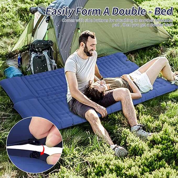 Inflatable Camping Sleeping Pad with Pillow, Thick 4.5 Inch Portable Sleeping Pad, Lightweight Sleeping Mat for Camping, Backpacking, Hiking