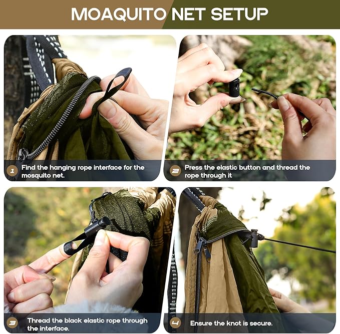 Camping Hammock Mosquito Net,Double & Single Portable Hammocks Hammocks with 2 Tree Straps,Hammock Tent for Travel Camping,Camping Accessories for Indoor Outdoor Hiking Backpacking Backyard Beach