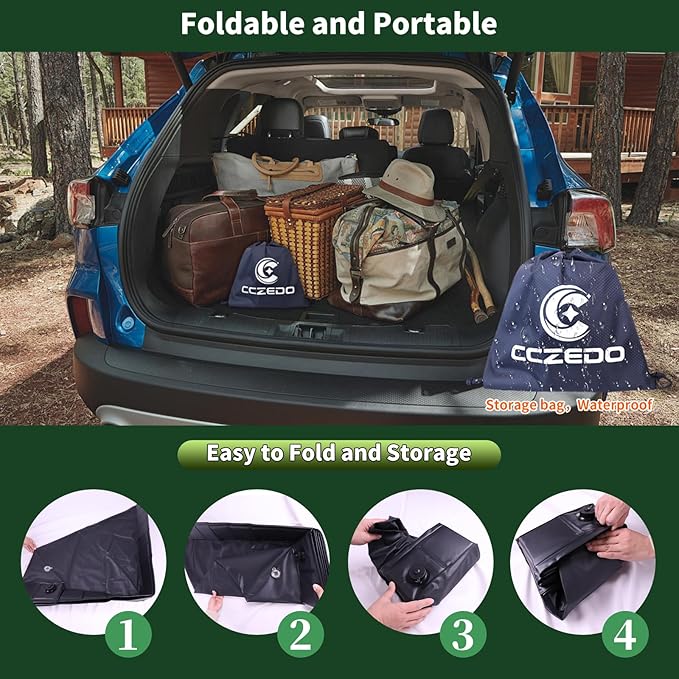 Portable Shower Pan - Upgraded Foldable Shower Base Bottom Drainage Hole Design with Storage Bag Tent Flooring Camping Gear for Rv,Outdoor Camping Shower,Beach,Pet Bath