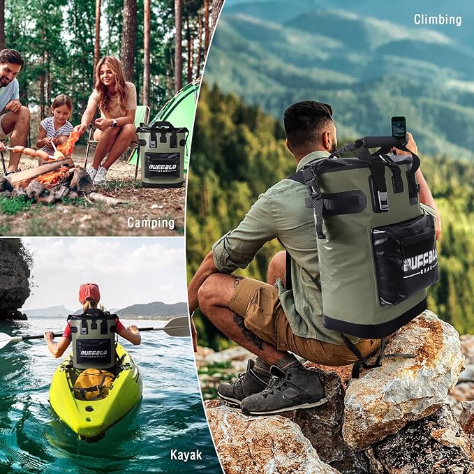 Buffalo Gear Cooler Backpack18L,30L Leakproof Camping Backpack Cooler Insulated Cooler for Picnic Beach Hiking Park Fishing