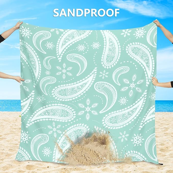 Beach Blanket Waterproof Sandproof Extra Large Beach Mat 79" X 83"/120"x108"for 1-8 Adults Quick Drying Durable Outdoor Picnic Mat for Beach Travel Camping Hiking