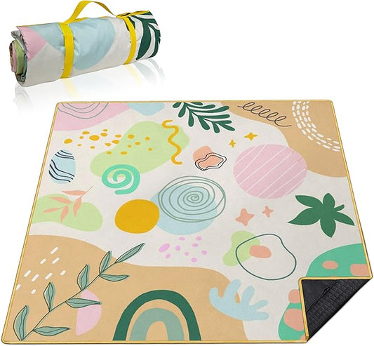 Extra Large Picnic Blankets Waterproof Foldable (80 "x 80") Beach Blanket Waterproof Sandproof,3-Layer Thicking Mat Outdoor Packable Camping Blanket