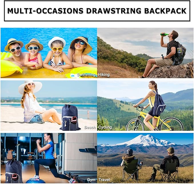 BeeGreen Drawstring Backpack for Men Women Athletic Gym Sports Workout Beach Swim …
