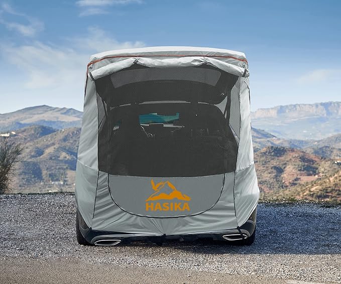 Hasika Canopy Tent Easy Set Up Sun Shade with Mesh Netting for Camping Road Trip Park Waterproof 3000MM UPF 50+ Gray