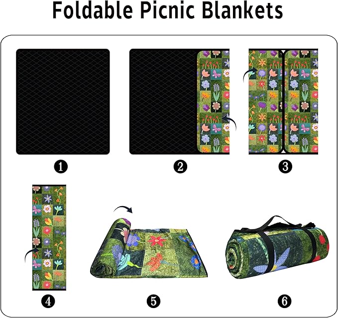Extra Large Picnic Blankets Waterproof Foldable (80 "x 80") Beach Blanket Waterproof Sandproof,3-Layer Thicking Mat Outdoor Packable Camping Blanket