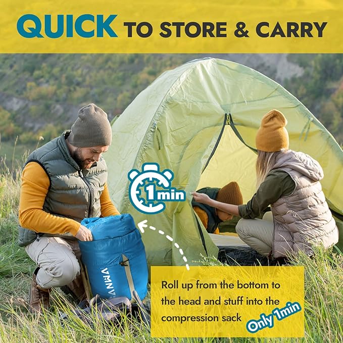 CANWAY Double Sleeping Bag Flannel for Adults Cold Weather Queen Size Two Person Sleeping Bags for Camping with 2 Pillows