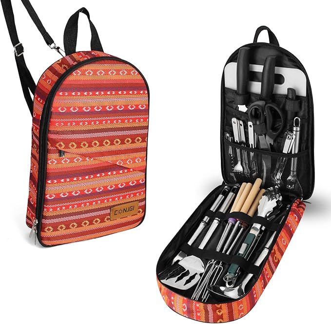 Camping Cookware Storage Bag - Camping Cooking Utensils Set Bag Camping Tool Portable Storage Bag Suitable for Knife, Fork, Spoon, Chopping Board, Chef's Knife,Kitchenware Storage