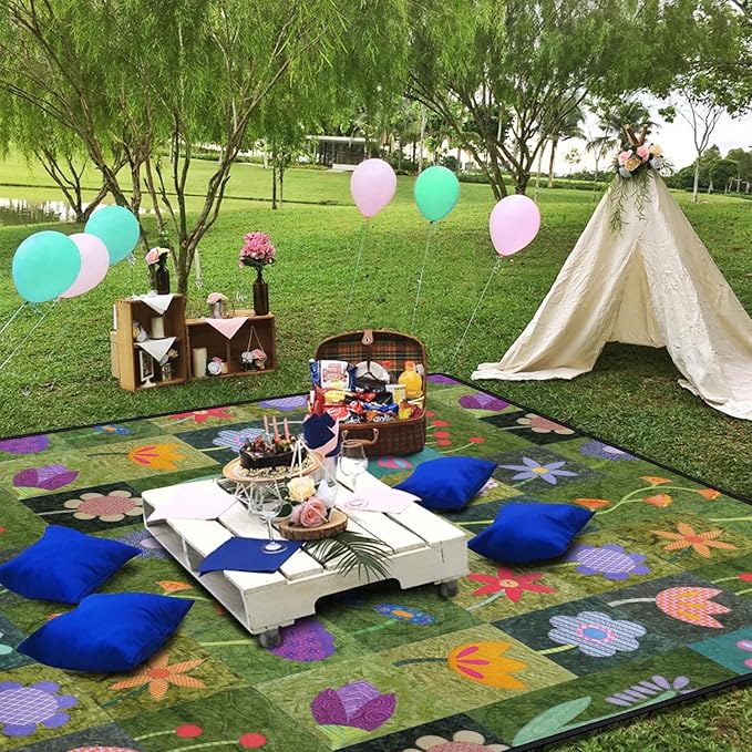 Extra Large Picnic Blankets Waterproof Foldable (60 "x 80") Beach Blanket Waterproof Sandproof,3-Layer Thicking Mat Outdoor Packable Camping Blanket