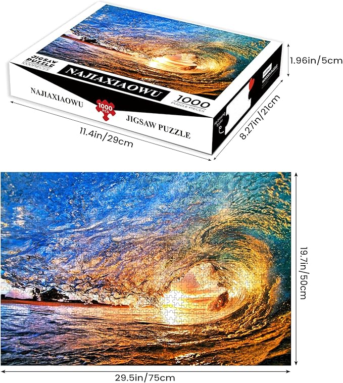 Puzzles for Adults 1000 Piece,Hawaii Sunset Beach Wooden Jigsaw Puzzle Art,DIY Leisure Game Fun Toy Gift Suitable Family Friends