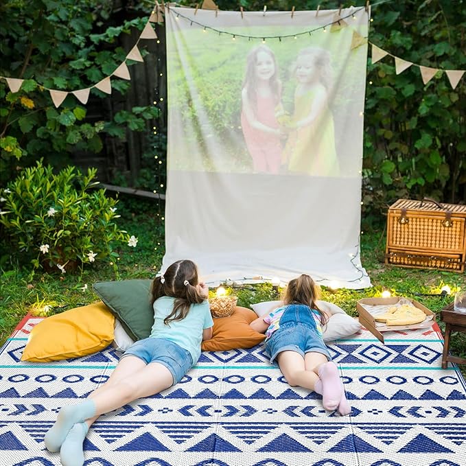 Outdoor Rugs Patio Camping Waterproof - 6x9 Plastic Straw Patio Rug Portable for Campers, Outside RVs Mat, Outdoor Area Carpet for Patios Clearance, Backyard Porch, Balcony, Picnic