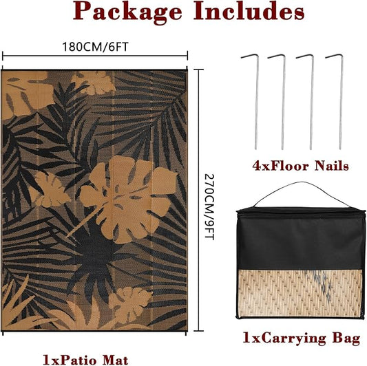 Homcomoda Outdoor Rugs 6'x9’ Waterproof Reversible Patio Rugs Outdoor Clearance Lightweight Outdoor Rugs Portable RV Camping Mats for Tents Deck Porch BBQ Beach Backyard