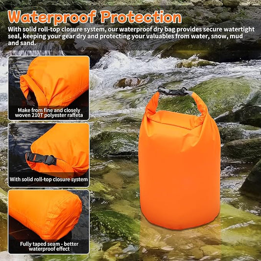Desoto Waterproof Dry Bag 2 packs, 2L/5L/10L/20L/40L/70L Dry Sack Lightweight Portable, Dry Storage Bag to Keep Gear Dry Clean for Kayaking, Gym, Hiking, Swimming, Camping (Purple, 70L)