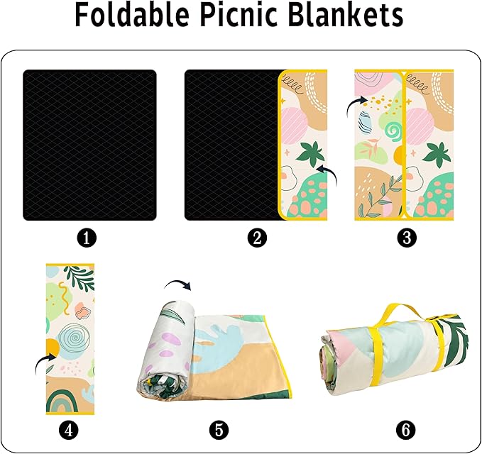 Extra Large Picnic Blankets Waterproof Foldable (80 "x 80") Beach Blanket Waterproof Sandproof,3-Layer Thicking Mat Outdoor Packable Camping Blanket