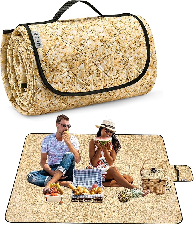Large Beach Blanket Waterproof Sandproof Picnic Blankets Outdoor Blanket Foldable Beach Mat Sandfree with Carry Strap Lightweight Beach Blankets fit 2-4 Adults for Beach Camping Grass Lawn Park