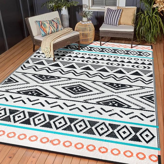 Outdoor Rugs Patio Camping Waterproof - 4x6 Plastic Straw Patio Rug Portable for Campers, Outside RVs Mat, Outdoor Area Carpet for Patios Clearance, Backyard Porch, Balcony, Picnic