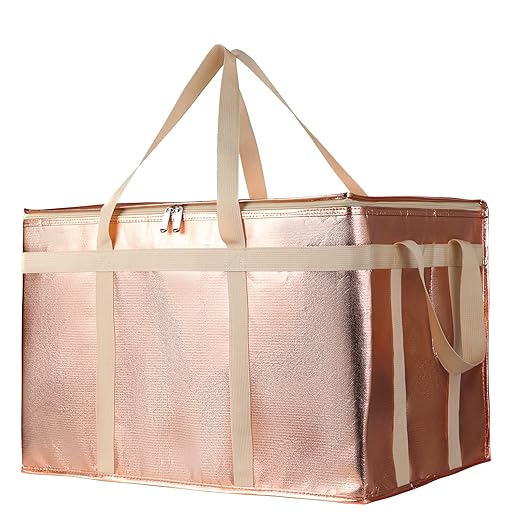 Bodaon 3-Pack Insulated Pizza Delivery Bags, XXX-Large Commercial Food Delivery Insulation Bag for Hot/Cold Food, Large Capacity Reusable Warming Bag, Gold