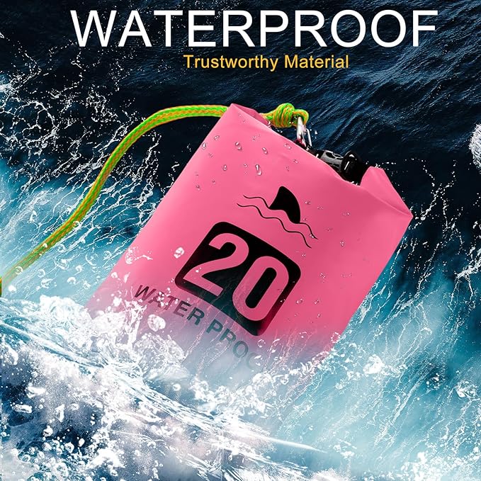 4 Set 2 in 1 Sand Anchor and Buoy Kit Floating Bag Kayak Anchor Waterproof Dry Bag for Lake Beach Boats Watercrafts Hiking Camping Water Sports Surfing Tubing Kayaking(Rose Red)