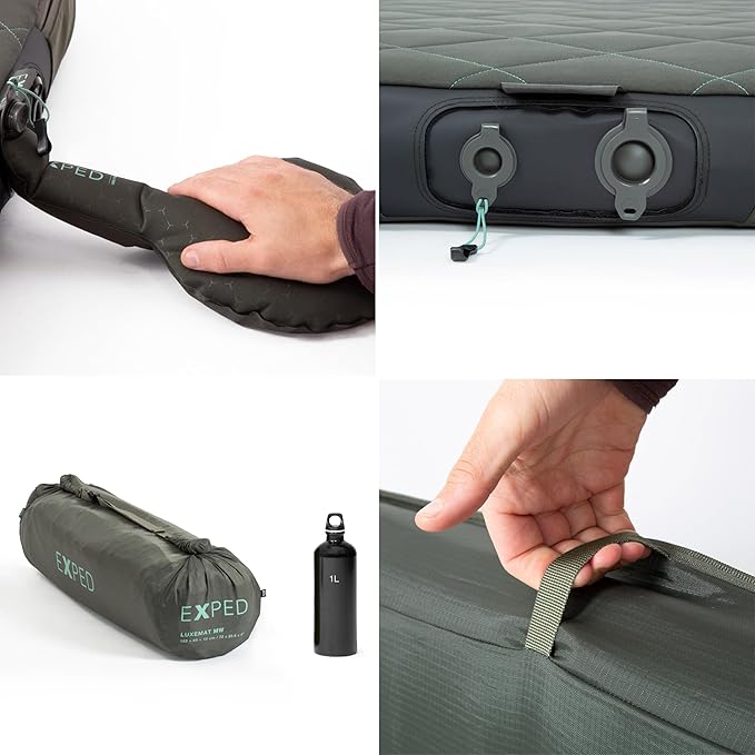 Exped LuxeMat Single MW - Self Inflating Luxury Sleeping Mat, 4” Foam Pad, Pump Included