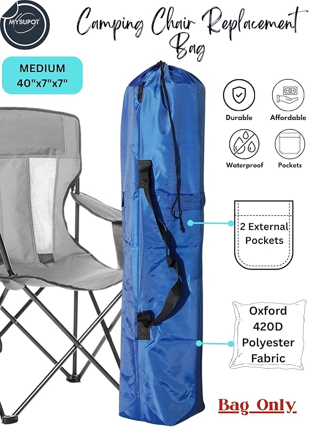 Replacement Bag for Folding Camping Chair, Portable Camp Chair, Hammock, Yoga Mat, Umbrella, Tents, Tripods, Fishing Poles - 420D Oxford Polyester Fabric