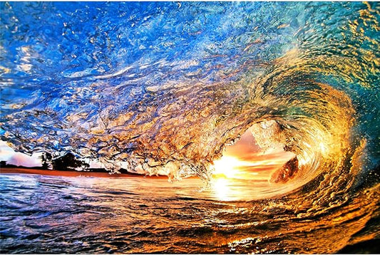 Puzzles for Adults 1000 Piece,Hawaii Sunset Beach Wooden Jigsaw Puzzle Art,DIY Leisure Game Fun Toy Gift Suitable Family Friends